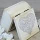 Shabby White Ring Bearer Box, Wedding Ring Box, Ring Bearer Pillow Alternative, proposal ring box,  personalized, rustic, heart