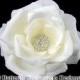 Clear Rhinestone Ivory Rose Flower Bridal Hair Clip