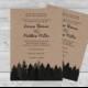 Winter Rustic Wedding Invitation Template - Pine Trees on Kraft Paper - Printable Invitation Editable PDF Template Download - DIY Print You
