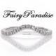 Curved Wedding Band with Man Made Diamonds Stackable Anniversary Rings in 925 Sterling Silver, Half Eternity Band (FairyParadise)