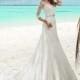 Gorgeous Tulle V-neck Neckline Natural Waistline Trumpt Wedding Dress - overpinks.com