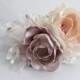 Flower Bridal Headpiece, Bridal Flower Fascinator, Rustic Bridal Flower Hair Clip, blush pink and peach hair flowers,