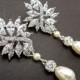 Pearl Earrings,Bridal Rhinestone Earrings,Wedding Pearl Earrings,Swarovski Crystal Pearl Wedding Bridal Earrings,Bridal Stud Earrings,BLAKE