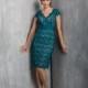 Delicate Sheath/Column Elegant V-neck Short Sleeves Knee-length Lace Mother Dress Of The Groom - dressosity.com