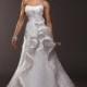 Spitze über schicke Organza Brautkleid mit Floral Corsage auf Rock - Festliche Kleider 