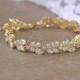 Gold Crystal Bridal Bracelet, Marquise Crystal Bracelet, Crystal Leafy Gold Bracelet, Gold Wedding Jewelry, CLEO