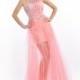 Pretty Floor Length Tulle One Shoulder Sheath/ Column Sleeveless Prom Dresses With Crystal - Compelling Wedding Dresses