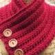 Ready To Ship Cranberry Button Cowl Scarf Crochet Knit Women's Accessories Eternity Fall Winter Sale