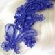 Blue Beaded  Lace Headband , Bridal Royal Blue LAce Headband, Blue Lace Head Piece