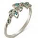 Diamond Art Deco Petal Engagement Ring - 18K White Gold and Blue Diamonds engagement ring, leaf ring, flower ring, vintage, halo ring, 11