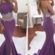 2017 Arabic Sexy Backless Two Pieces Mermaid Prom Dresses with Sweep Train Purple Appliques Pageant Party Gowns Robe De Soiree Evening Gowns Cheap Evening Dresses Two Pieces Evening Dresses 2016 Evening Dresses Online with 128.0/Piece on Hjklp88's Store 