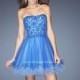 Electric Blue La Femme Short Cocktail 20386  La Femme Short Dresses - Elegant Evening Dresses