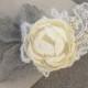 Champagne Color Bridal Hair Flower, Burlap Flower Hair Clip, Burlap and Lace Flower, Lace Headpiece, Shabby Chic Hair Clip, Rustic wedding.