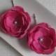 Raspberry pink  Fuschia fabric flower Bridesmaids hair accessory shoe clip Ornament Flower girls Bobby Pin Sash dress brooch Birthday Gift