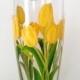 Wedding Gift for Bride Groom Hand Painted Flower Vase Wedding Centerpiece Anniversary Gift Bohemia Crystal Colorful Vase Yellow Tulip
