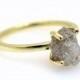 ON SALE Raw stone ring, Raw diamond engagement ring, Rough diamond ring, Raw diamond ring, Uncut diamond ring, Grey diamond ring,Unique diam