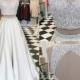 Sparkle Two Piece A-Line Ivory Prom Dress - Crew Sleeveless Floor-Length Beading from Dressywomen