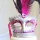 Masquerade, Venetian, Mask Cake Topper Pink and Silver, Glitter, French, Carnival, overthetopcaketopper