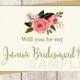 Be My Junior Bridesmaid // Will You? // Wedding Card DIY // Watercolor Flower // Gold Calligraphy, Rose // Printable PDF ▷ Instant Download