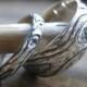 wood grain wedding ring PLYWOOD sterling silver SET faux bois twig rings made to order