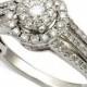 Macy&#039;s Diamond Halo Cluster Engagment Ring (3/4 ct. t.w.) in 14k White Gold