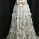 Vintage inspired lace a line champagne wedding dress