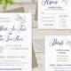 Rustic BoHo Wedding Invitation with RSVP and Detail Cards - QUICK DELIVERY - Barn, Organic, Farm, Simple, Elegant, Set of 10