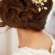 Wedding Leaf Comb, Gold Leaves Bridal Comb, Rhinestone Bridal Comb, Gold Bridal Hair vine, Leaf Hair Piece, Grecian Comb, Bridal Headpiece