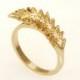 14K Gold Engagement Ring, Diamond Engagement, Delicate Ring, Diamond Ring, Statement rings, Feather Engagement Ring, Gift for her,  RG-1116