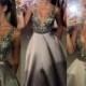 Trendy Silver Prom Dress - V Neck Floor Length Beaded with Pockets from Dressywomen