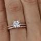 1.5 ctw Princess Cut, Eternity Wedding Set, Bridal Rings, Man Made Diamond Simulants, Engagement Ring, 14k Rose Gold Plated, Sterling Silver
