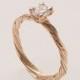 Twig Engagement Ring - 14K Gold and Moissanite engagement ring, engagement ring, leaf ring, Forever one moissanite, art nouveau, vintage, 3