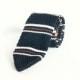 Men's knitted blue stripe tie wedding tie gift for men groomsmen blue stripe cotton knit tie
