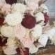 Burgundy Cabernet and Blush Wedding Sola Flowers and dried Flowers Bride or Bridesmaid Keepsake Balsa wood Flowers Bouquets Marsala Wine