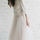 Bohemian Wedding Dress, Two Piece Bridal Dress, Bridal Separates ,Pastel Champagne Ivory Nude Wedding Dress ,Lace Top , Tulle Skirt - Peony