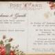 Shabby Chic Floral Illustration Postcard - Wedding Invitation Set on Luxury Card - wedding invites, Wedding invitations UK, Australia