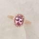 Raspberry Pink Spinel 14k Rose Gold Diamond Halo Gemstone Ring