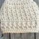Ready To Ship Tan Winter White Messy Bun Hat Beanie Women's Crochet Hat Winter Accessories