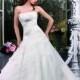 Honorable A-line Strapless Beading Lace Chapel Train Tulle Wedding Dresses - Dressesular.com