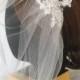 Wedding Headpiece -- Bridal Veil -- Elegant Lace on Tulle Blusher Veil / Birdcage Veil