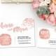 Printed Card - Digital Printable Files - Rose Gold Glitter Wedding Pink Blush Watercolor Floral Golden Ink Wedding Invitation Set ID644