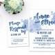 Printed Card - Digital Printable Files - Navy Blue Beach Watercolor Wedding Invitation and Reply Card Set - Wedding Stationery - ID645
