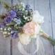 Wildflower and Garden Rose Wedding Bouquet - Silk Bridal Bouquet