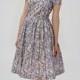 Floral dress 1950s Fit and flare dress Lilac dress floral  1950s lilac dress Open back dress Plus size dress short sleeve knee length dress