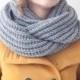 Gray Infinity Scarf, Knit Chunky Scarf, Collar Scarf, Christmas Gifts, Gray Girlfriend Gift, Winter Scarves, Gifts for Women, Mens scarf