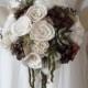 Ready to Ship ~~~ Large Rustic Cotton & Sola Flower Bridal Bouquet with a jute wrapped handle.