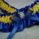 Royal Blue and Yellow Satin Garter Set