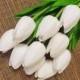 10/20/30 Stems White Real Touch Artificial Tulip for Wedding, Party or Home Decorative Flower Arrangement - DIY Bouquet Table Centerpiece