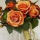 Fall Bouquet - Bridal Bouquet, Small Bouquet, Orange, Coral, Peach, Green, Succulent, Berries, Fall Wedding, Orange Bouquet, Echeveria