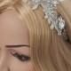 Silver Lace flower headband, Wedding bridal headband, Bridal headpiece, Race Fascinator, flower girl Headband, Bridesmaid headband